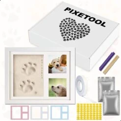 PIXETOOL Fotolijst Kleiafdruk - Gipsafdruk - Pootafdruk Hond - Puppy Speelgoed - Cadeau Voor Man - Cadeau Voor Vrouw - 3D Collage - 54 Extra Letters -Hondenproducten 1200x1200 1692