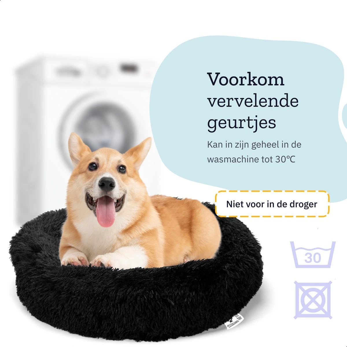 All 4 Pets Supply® Hondenmand Donut - Kattenmand - Maat S - Geschikt Voor Honden/katten Tot 40 Cm - Hondenkussen - Zwart 6 All 4 Pets Supply® Hondenmand Donut - Kattenmand - Maat S - Geschikt Voor Honden/katten Tot 40 Cm - Hondenkussen - Zwart - Afbeelding 4