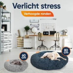 Happysnoots Hondenmand Met Rits - 80cm - Hondenbed - Donut Dog Bed - Fluffy - Grijs - Wasbaar -Hondenproducten 1200x1200 1752