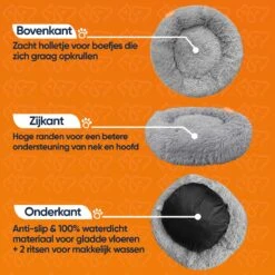 Happysnoots Hondenmand Met Rits - 80cm - Hondenbed - Donut Dog Bed - Fluffy - Grijs - Wasbaar -Hondenproducten 1200x1200 1757