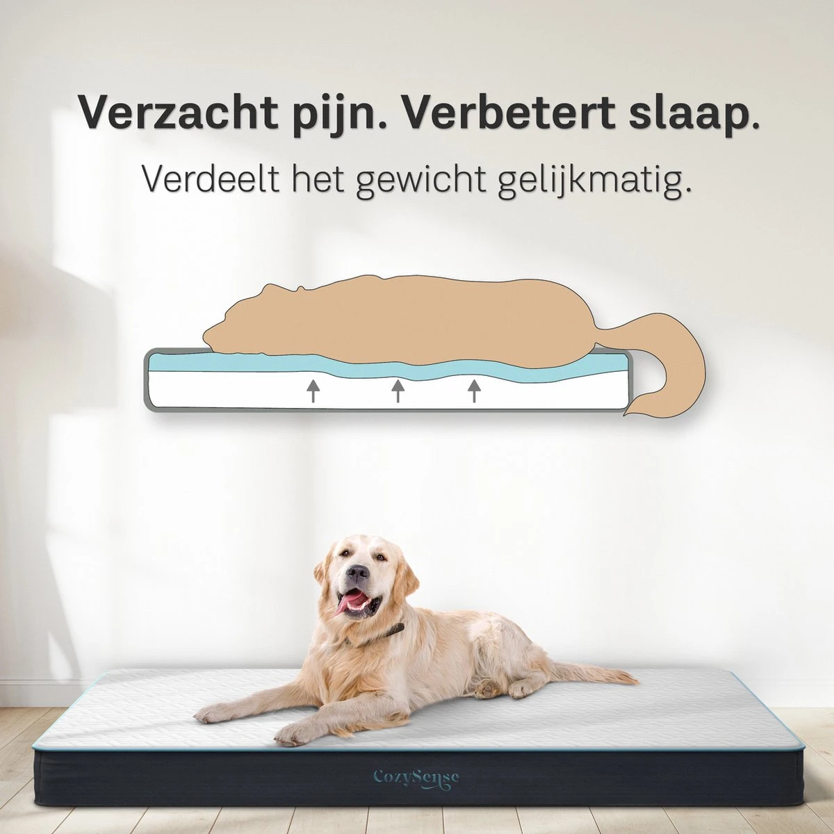 CozySense® - Orthopedisch Hondenkussen - Hondenkussen 90 X 55 Cm - Ook Geschikt Als Benchkussen & Hondenbed - Hondenkussen Bank - Traagschuim - Waterdicht - Wasbare Hoes - Maat L 5 CozySense® - Orthopedisch Hondenkussen - Hondenkussen 90 X 55 Cm - Ook Geschikt Als Benchkussen & Hondenbed - Hondenkussen Bank - Traagschuim - Waterdicht - Wasbare Hoes - Maat L - Afbeelding 3