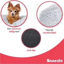 Snoozle Donut Hondenmand - Zacht En Luxe Hondenkussen - Wasbaar - Fluffy - Hondenmanden - 60cm - Lichtgrijs -Hondenproducten 1200x1200 1784