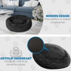 Pawzle Hondenmand - Donut Hondenkussen - Kattenmand - Bed Voor Honden & Katten - Wasbaar - 50cm - Zwart -Hondenproducten 1200x1200 1816