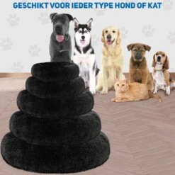 Pawzle Hondenmand - Donut Hondenkussen - Kattenmand - Bed Voor Honden & Katten - Wasbaar - 50cm - Zwart -Hondenproducten 1200x1200 1817