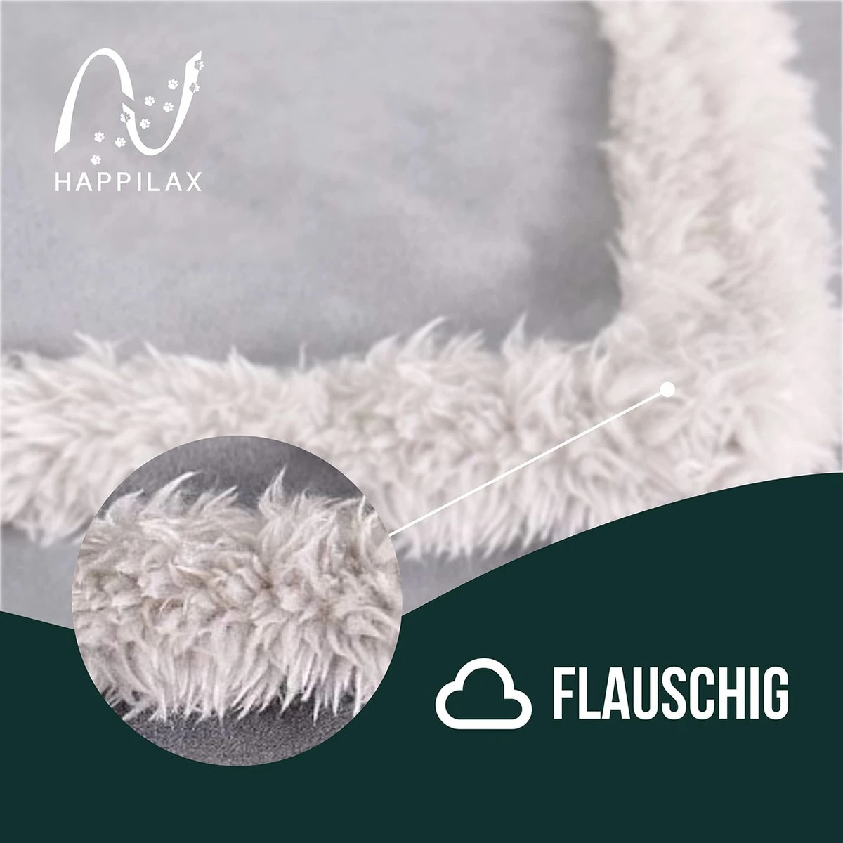 Happilax Fluffy Hondendeken Voor Auto & Bank, Wasbare Hondenmat Voor Op Reis, Grijs, L 4 Happilax Fluffy Hondendeken Voor Auto & Bank, Wasbare Hondenmat Voor Op Reis, Grijs, L - Afbeelding 2