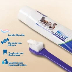 Hond En Kat Tandenborstel Verzorgingsset - Inclusief Tandpasta Met Beefsmaak - Vier Unieke Reinigingsborstels - Fluoride Vrij -Hondenproducten 1200x1200 2021