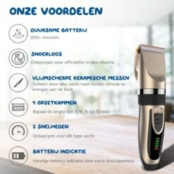 Pawwy Dieren Tondeuse Set Draadloos Voor Honden En Katten – Voor Dikke Vacht - Hondentondeuse – Hondentrimmer - Scheerapparaat - Goud -Hondenproducten 1200x1200 339