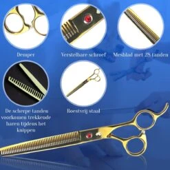 Scharenset Hond - 8-Delige Scharenset - Hondenschaar - Trimset - Trimschaar Voor Honden - Huisdier Knipset - Effileerschaar Hond - Goud -Hondenproducten 1200x1200 390