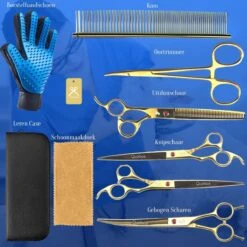 Scharenset Hond - 8-Delige Scharenset - Hondenschaar - Trimset - Trimschaar Voor Honden - Huisdier Knipset - Effileerschaar Hond - Goud -Hondenproducten 1200x1200 392