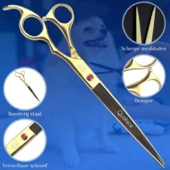 Scharenset Hond - 8-Delige Scharenset - Hondenschaar - Trimset - Trimschaar Voor Honden - Huisdier Knipset - Effileerschaar Hond - Goud -Hondenproducten 1200x1200 394