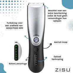 Hondentondeuse - Hondentrimmer - Dieren Tondeuse - Draadloos - 4 Opzetkammen - INCLUSIEF SNACKJE - Zwart -Hondenproducten 1200x1200 430