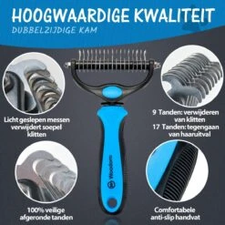 Woodoro 2-Zijdige Kattenkam Voor Ondervacht - Voorkomt Haaruitval - Verwijdert Klitten -Hondenproducten 1200x1200 553