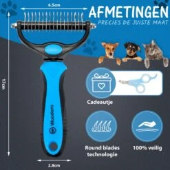 Woodoro 2-Zijdige Kattenkam Voor Ondervacht - Voorkomt Haaruitval - Verwijdert Klitten -Hondenproducten 1200x1200 556