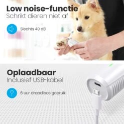 Auronic Elektrische Nagelvijl - Voor Dieren - Oplaadbaar - Draadloos - Diamant Vijlkop - Hond/Katten - Wit -Hondenproducten 1200x1200 614