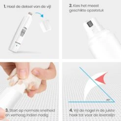 Auronic Elektrische Nagelvijl - Voor Dieren - Oplaadbaar - Draadloos - Diamant Vijlkop - Hond/Katten - Wit -Hondenproducten 1200x1200 620