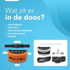 PET DOG® | Anti Blafband Voor Honden | 3 T/m 60 Kg | Oplaadbaar | Anti Blaf Band | Trainingsband | Vibratie En Geluid | Diervriendelijk | Shock Aan/uit Instelbaar -Hondenproducten 1200x1200 696