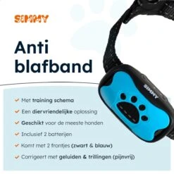 Simmy Anti Blafband - Diervriendelijke Opvoedingshalsband - Zwart En Blauw - Diervriendelijk - Zonder Schok - Anti Blaf Band Voor Grote En Kleine Honden -Hondenproducten 1200x1200 707