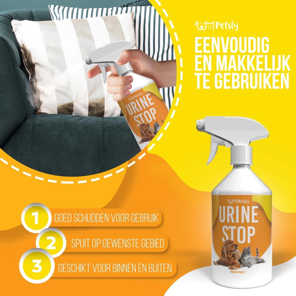 Petsly Urine Stop Spray - Dierentoilet - Voor Zindelijkheid Training, Puppytraining. Voorkomt Markeren - 500ml 8 Petsly Urine Stop Spray - Dierentoilet - Voor Zindelijkheid Training, Puppytraining. Voorkomt Markeren - 500ml - Afbeelding 6