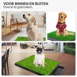 Merkloos Hondentoilet Kunstgras Met Bak - Indoor Dierentoilet - Uitneembare Opvangbak - Puppy Training Pets - Outdoor/Balkon/Tuin/Indoor Toilet - 50x64 Cm -Hondenproducten 1200x1200 836