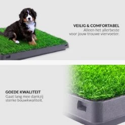 Merkloos Hondentoilet Kunstgras Met Bak - Indoor Dierentoilet - Uitneembare Opvangbak - Puppy Training Pets - Outdoor/Balkon/Tuin/Indoor Toilet - 50x64 Cm -Hondenproducten 1200x1200 837