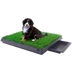Merkloos Hondentoilet Kunstgras Met Bak - Indoor Dierentoilet - Uitneembare Opvangbak - Puppy Training Pets - Outdoor/Balkon/Tuin/Indoor Toilet - 50x64 Cm -Hondenproducten 1200x1200 838