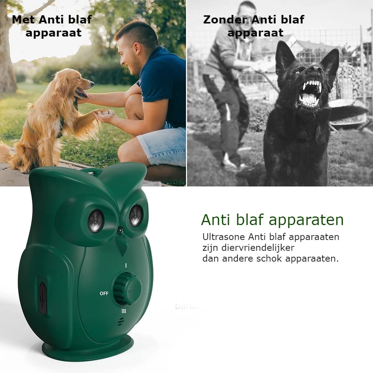Bolify - Anti Blaf Apparaat - Anti Blafband - Anti Blaf - Zonder Schok - Diervriendelijk - Ultrasoon - Uil Model 5 Bolify - Anti Blaf Apparaat - Anti Blafband - Anti Blaf - Zonder Schok - Diervriendelijk - Ultrasoon - Uil Model - Afbeelding 3