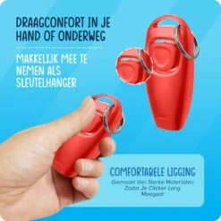 VEDIC® - Luxe Clicker Met Fluit - Clickertraining - Rood - Bevestigingsring - Fluit - Hondentraining -Hondenproducten 1200x1200 989