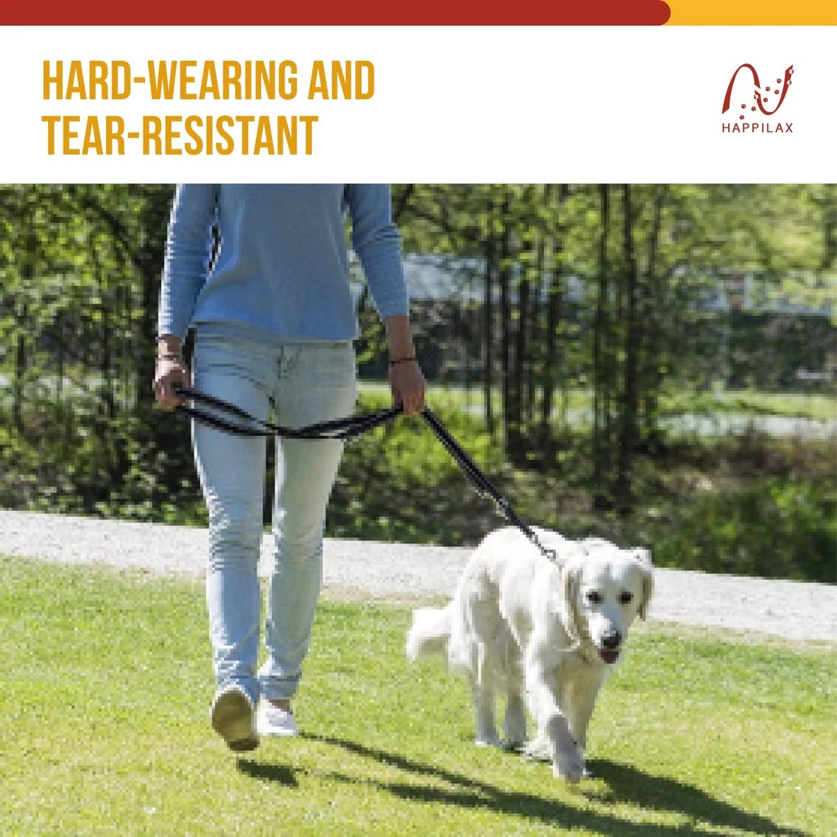 Happilax Dog Leash 2m Adjustable - Black/Reflective - 3-Step Adjustable Leash - Double Leash, Tug Leash - Geschikt Als Hondenriem Voor Grote Honden Of Als Sleepriem Voor Kleine Honden. 3 Happilax Dog Leash 2m Adjustable - Black/Reflective - 3-Step Adjustable Leash - Double Leash, Tug Leash - Geschikt Als Hondenriem Voor Grote Honden Of Als Sleepriem Voor Kleine Honden. - Afbeelding 2