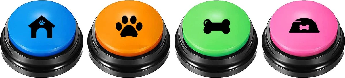Merkloos Dog Buttons Praatknop Voor Honden - Met Opname Functie - Met Stickers - Intelligentie Speelgoed - 4 Stuks 4 Merkloos Dog Buttons Praatknop Voor Honden - Met Opname Functie - Met Stickers - Intelligentie Speelgoed - 4 Stuks - Afbeelding 2