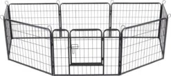 ACAZA Hondenren In 8 Panelen - Hondenkennel - Met Deur - 60 Cm Hoogte - Zwart -Hondenproducten 1200x536