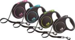 Hondenriem - Looplijn - FLEXI Rollijn BLACK DESIGN TAPE - L - ROZE - 5 Meter -Hondenproducten 1200x641