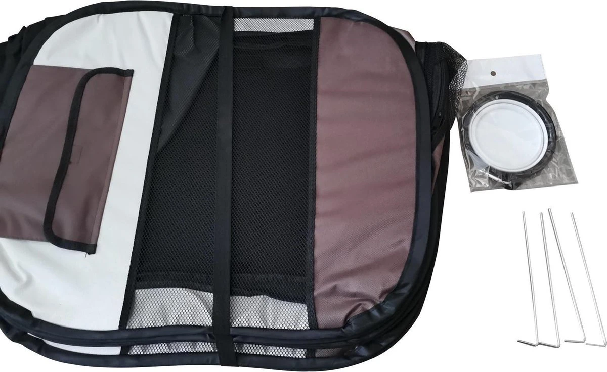 Dailyibed Opvouwbare Puppyren - Bruin - 115x115x58 Cm - Incl. Draagtas - Incl. Voederbak 5 Dailyibed Opvouwbare Puppyren - Bruin - 115x115x58 Cm - Incl. Draagtas - Incl. Voederbak - Afbeelding 3