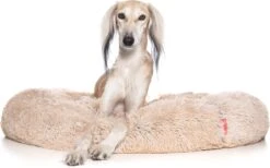 Snoozle Donut Hondenmand - Zacht En Luxe Hondenkussen - Wasbaar - Fluffy - Hondenmanden - 80cm - Creme Bruin