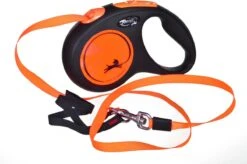 Flexi New Neon Tape - Hondenriem - Zwart/Oranje - M - 5 M - (<25 Kg) -Hondenproducten 1200x797 1