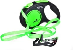 Flexi New Neon Tape - Hondenriem - Zwart/Groen - M - 5 M - (<25 Kg) -Hondenproducten 1200x826
