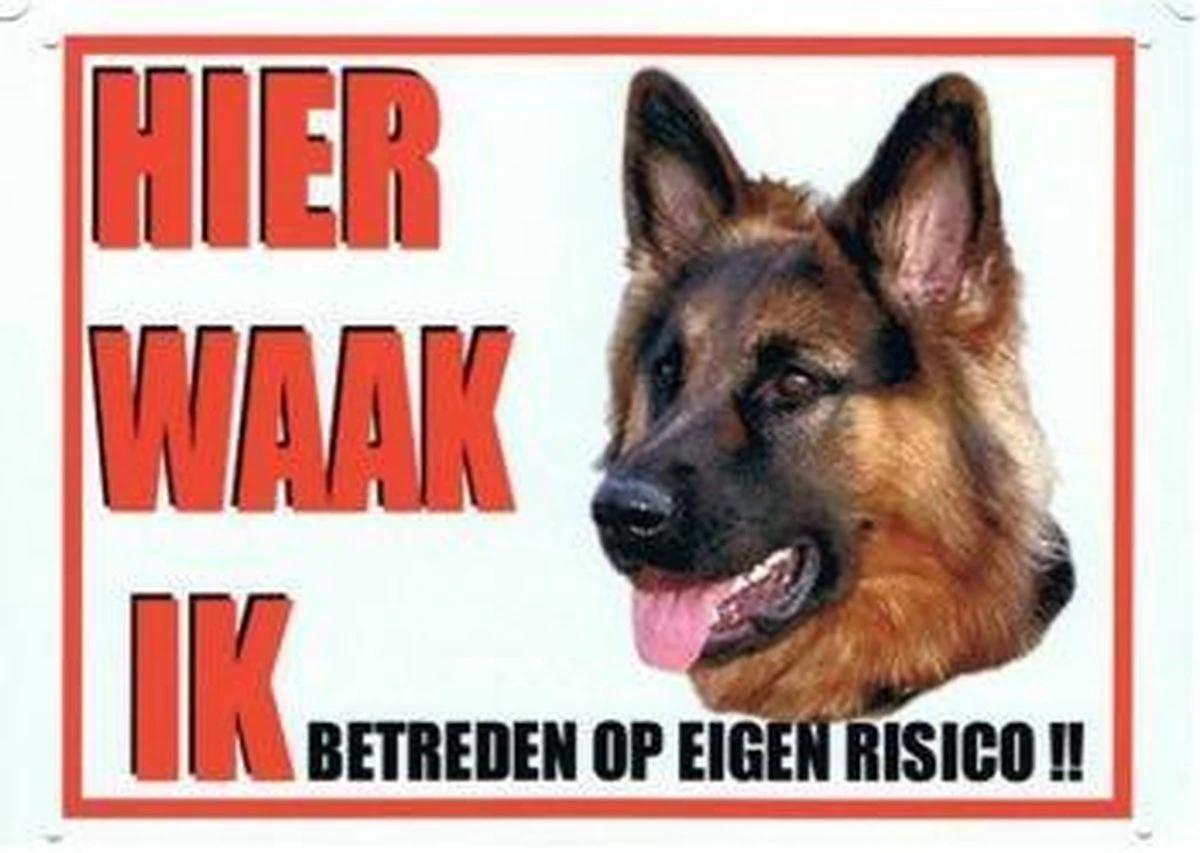 Merkloos Aluminum Waakbord: Hier Waak Ik Oud Duitse Herder 3 Merkloos Aluminum Waakbord: Hier Waak Ik Oud Duitse Herder