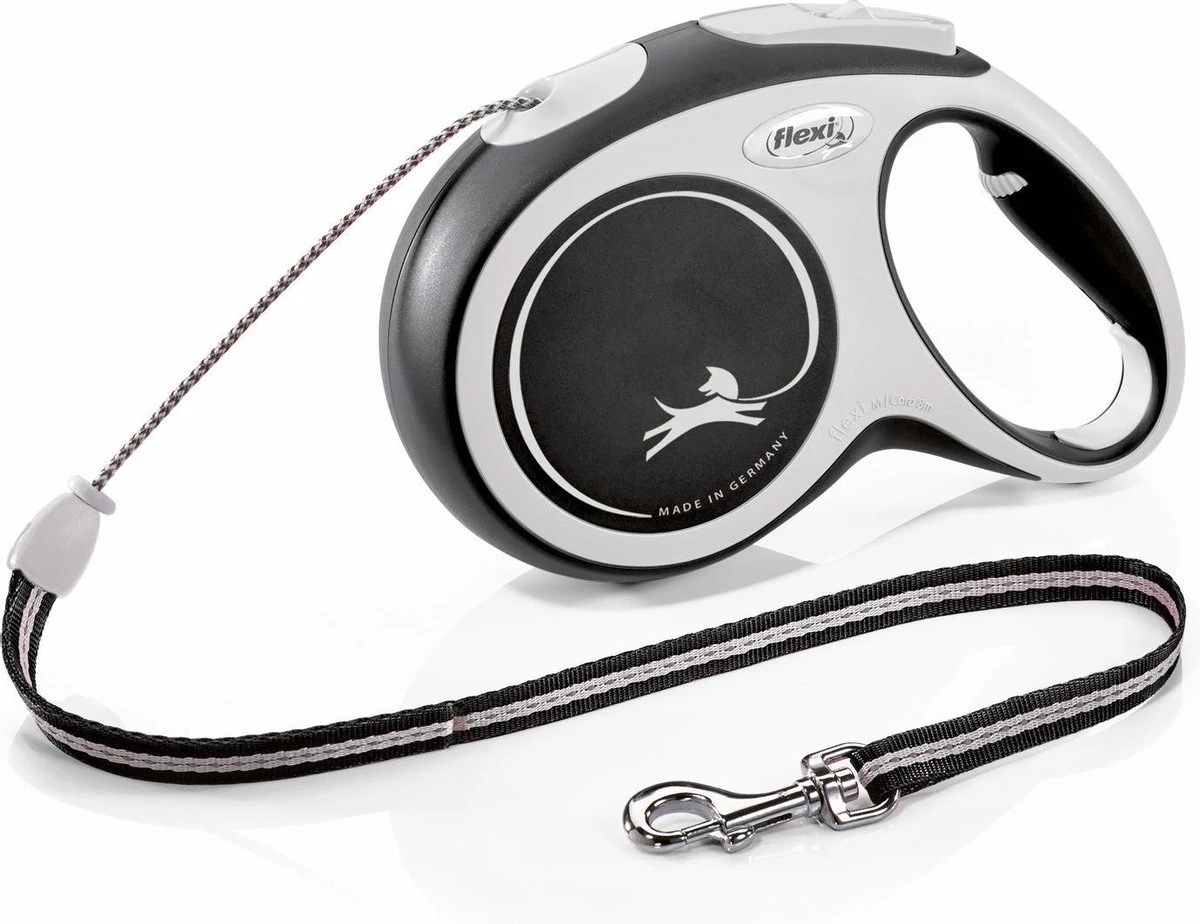 Flexi Rollijn New Comfort Koord M Zwart&Lichtgrijs - Hondenriem - 8 M 3 Flexi Rollijn New Comfort Koord M Zwart&Lichtgrijs - Hondenriem - 8 M