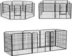 Merkloos Hondenren - Puppyren - Hondenkennel - 8 Kennelpanelen - Staal - 80 Cm Hoog - 640 Cm Omtrek - Uitbreidbaar -Hondenproducten 1200x945 1