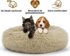 Behave Donut Hondenmand - Hondenkussen - Hondenbed - Kattenmand - Fluffy - Donut - 50cm - Beige -Hondenproducten 1200x966 3
