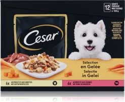 Cesar Selectie In Gelei Maaltijdzakjes Honden Natvoer - Vlees En Groenten In Gelei - 48 X 100g -Hondenproducten 1200x982