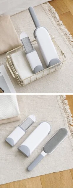 IGOODS - Pet Hair Remover - Hond & Kat Roller Brush - Dubbelzijdig Bont Ontharingsgereedschap Met Zelfreinigende Basis - Reismaatborstel - Voor Kleding - Bank - Tapijt - Autostoel GRIJS -Hondenproducten 469x1200