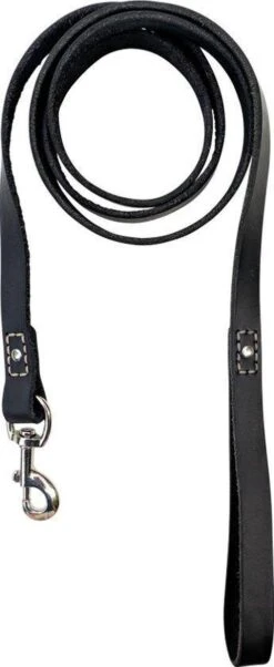 Hondenriem - 220cm – Zwarte Riem - Leren Hondenriem Met Stiksels – 100% Volnerfleer - Hond - Leer - Leder -Hondenproducten 492x1200