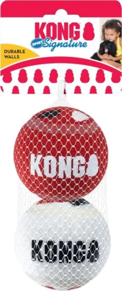 KONG Signature Speelballen M - Steviger Dan Tennisballen - Niet Schurend Materiaal - Speelbal Voor Honden - 3 Stuks