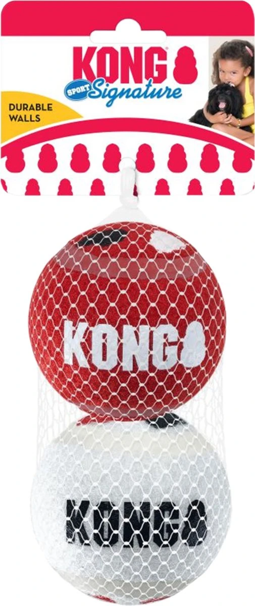 KONG Signature Speelballen M - Steviger Dan Tennisballen - Niet Schurend Materiaal - Speelbal Voor Honden - 3 Stuks 3 KONG Signature Speelballen M - Steviger Dan Tennisballen - Niet Schurend Materiaal - Speelbal Voor Honden - 3 Stuks