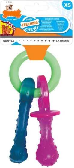 Nylabone Puppy Teething Pacifier Flexible - Hondenspeelgoed - Bacon 215x100x38 Mm 108 G Roze Blauw Groen Tot 11kg Small -Hondenproducten 530x1200 3