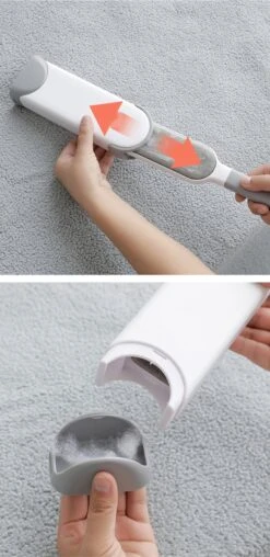 IGOODS - Pet Hair Remover - Hond & Kat Roller Brush - Dubbelzijdig Bont Ontharingsgereedschap Met Zelfreinigende Basis - Reismaatborstel - Voor Kleding - Bank - Tapijt - Autostoel GRIJS -Hondenproducten 584x1200