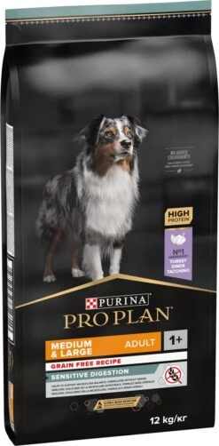 Pro Plan Graanvrij Medium & Large Adult Sensitive Digestion - Honden Droogvoer- Kalkoen - 12 Kg -Hondenproducten 590x1200