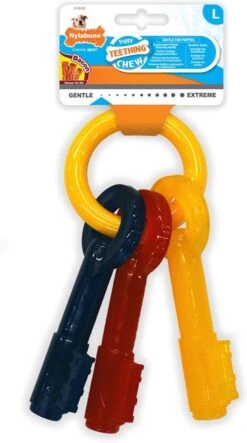Nylabone Puppy Teething Key Flexible Geel&Blauw&Rood - Hondenspeelgoed - Wolf Tot 16kg