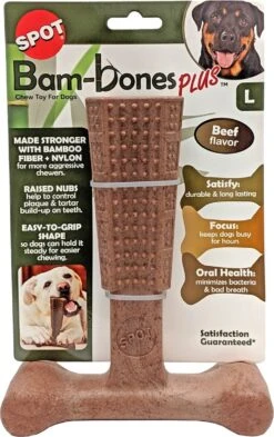 Spot Bam-Bones Plus Easy Grip - Veilig Kauwbot Voor Honden - Speciaal Voor Sterke Kauwers - Verzorgt Het Gebit Van De Hond - Rund Of Kip - S/M/L - Maat: Large, Smaak: Kip -Hondenproducten 755x1200