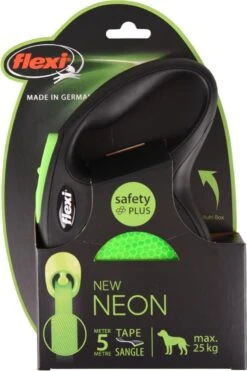 Flexi New Neon Tape - Hondenriem - Zwart/Groen - M - 5 M - (<25 Kg) -Hondenproducten 800x1200